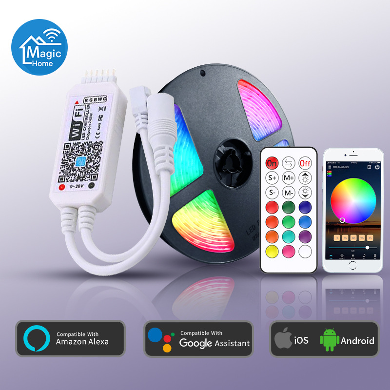 RGBWW Color Change LED Tape Light Kit 16.4ft/5m - WiFi Controller